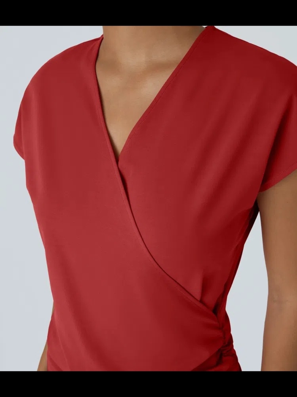 (NWOT) Halara V-Neck Crossover Work Blouse - Red - Picture 4 of 5